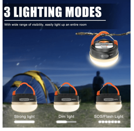 Rechargeable LED Camping Lantern with Magnet Base - Portable Tent Light  with 300LM Brightness and 4 Light Modes - Perfect for Camping, Hiking,  Fishing