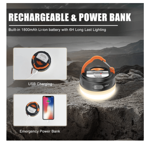 Folding LED Camping Lantern, USB Rechargeable Collapsible Hanging Tent  Lights with Magnetic for Camping and Hurricanes Emergency Power Outages