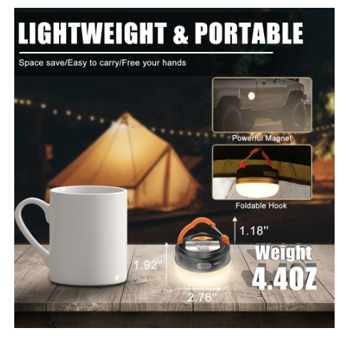 Rechargeable LED Camping Lantern with Magnet Base - Portable Tent Light  with 300LM Brightness and 4 Light Modes - Perfect for Camping, Hiking,  Fishing