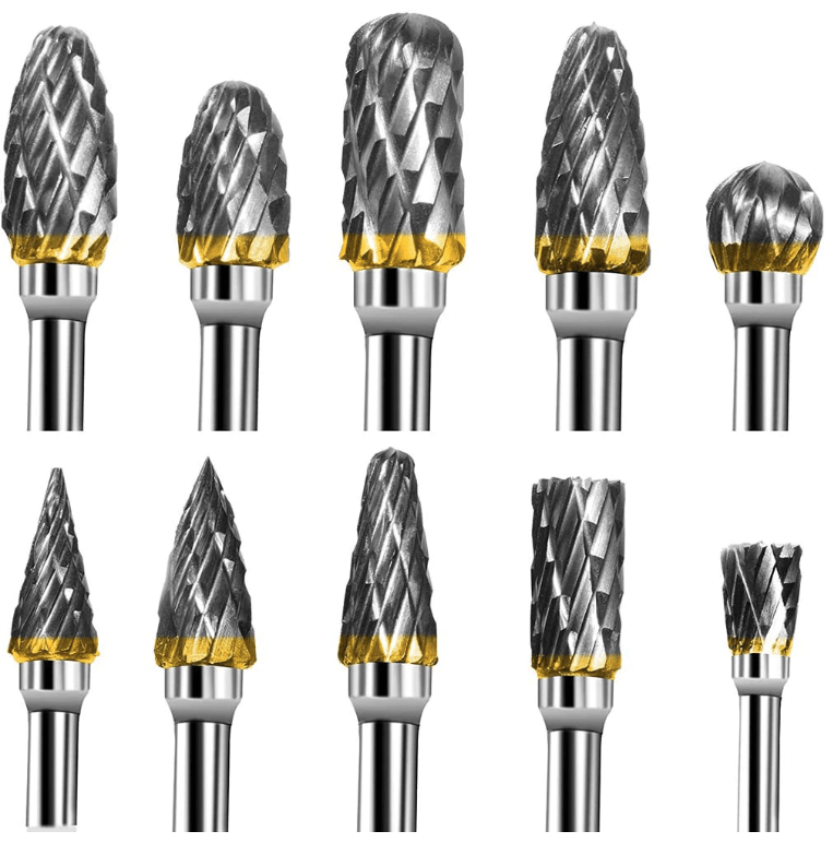 Tungsten Carbide Rotary Burr Set for Dremel, 10PCS Carbide Double Cut  Carving Burr Bits with 1/8” Shank Rotary Tool Accessories for Woodworking