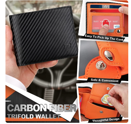 Men's Credit Wallet Carbon Fiber Style Slim Thin Smart Wallet Card Holders  Purse | eBay
