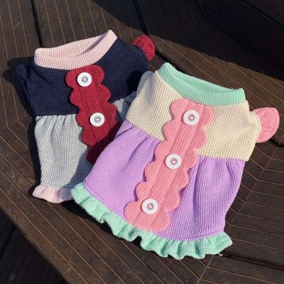 Cute-Flying-Sleeve-Puppy-Dress-Thin-Pet-Clothes-Autumn-and-Winter-Warm-Pullover-Teddy-Bottoming-Shirt (4)
