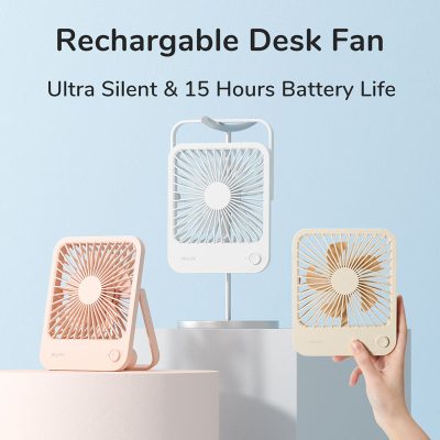 JISULIFE-Small-Desk-Fan-Ultra-Quiet-Table-Fan-USB-Rechargeable-Strong-Airflow-Cooling-Fan-With-4