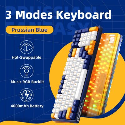Mechanical-Keyboard-Gaming-Keyboard-Hot-Swappable-Wireless-Keyboard-Machenike-K600-Prussian-Blue-100-Keys-LCET-Switch