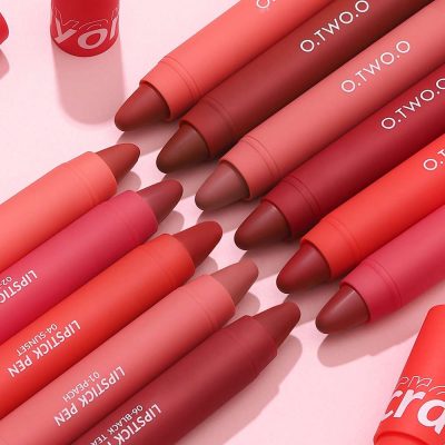 O-TWO-O-12pcs-Lipstick-Pencil-Lip-Liner-6-Colors-Velvet-Matte-Finish-Waterproof-Long-lasting