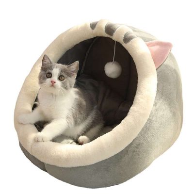 Sweet-Cat-Bed-Warm-Pet-Basket-Cozy-Kitten-Lounger-Cushion-Cat-House-Tent-Very-Soft-Small (5)