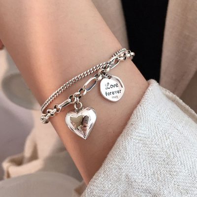 VENTFILLE-925-Stamp-Silver-Color-Double-Layer-Love-Heart-Bracelet-for-Women-Girl-Gift-Punk-Retro (1)